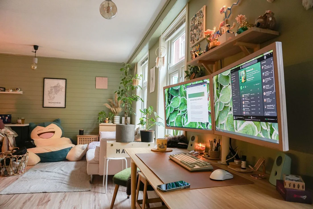Peaceful workspace with journal and natural elements promoting mindful practice